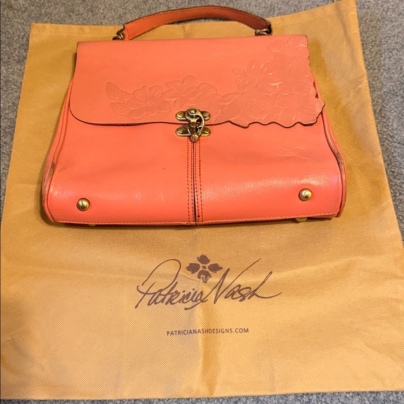 Patricia Nash Coral Embossed Leather Satchel - Picture 15 of 15